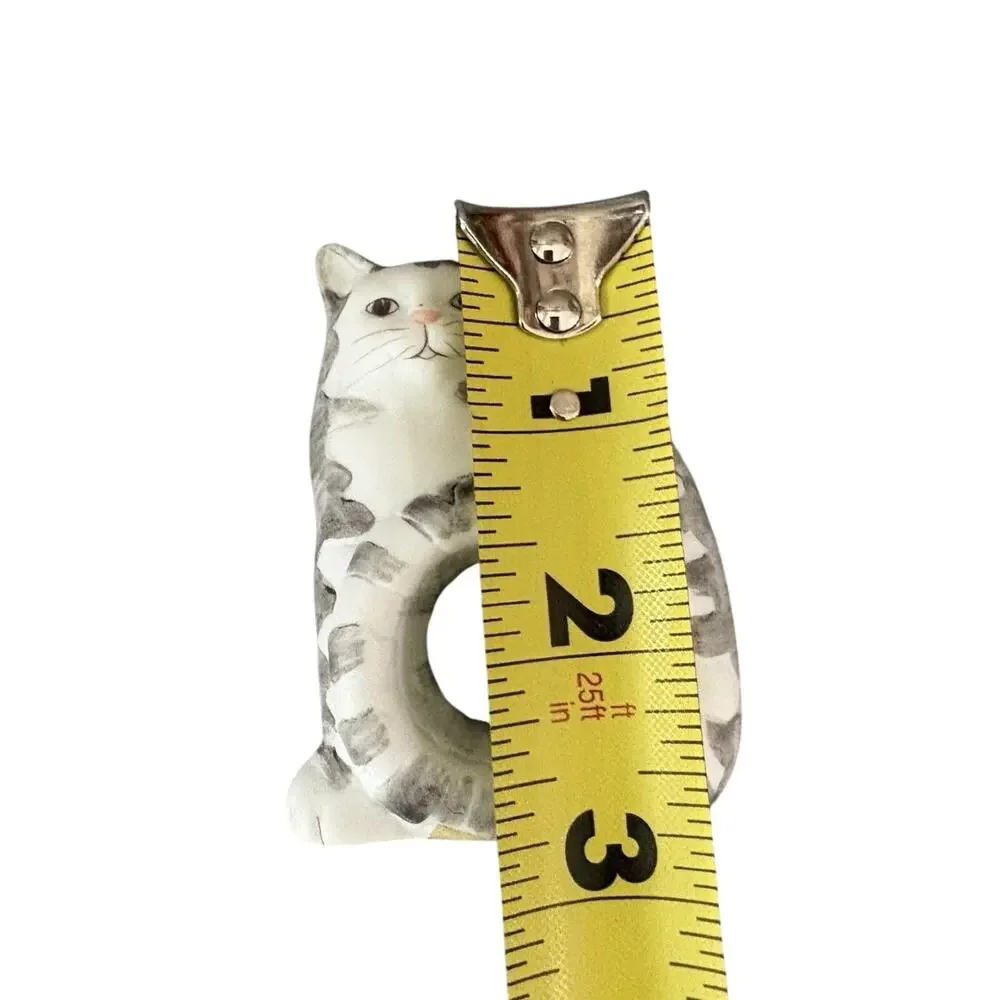 Silvestri Gray & White Cat Napkin Rings Set of 4 Ceramic Kitty Holders